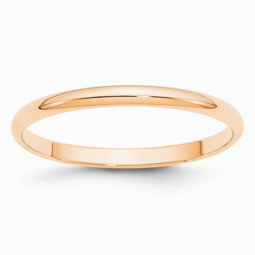 10K Rose Gold 2mm LTW Half Round Band Size 10