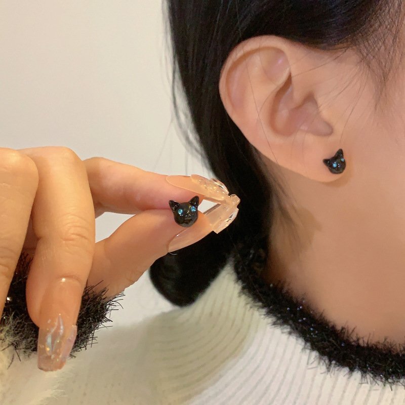 Fashion Black Cat Animal Drop Dangle Earrings Stud Women Halloween Party Jewelry