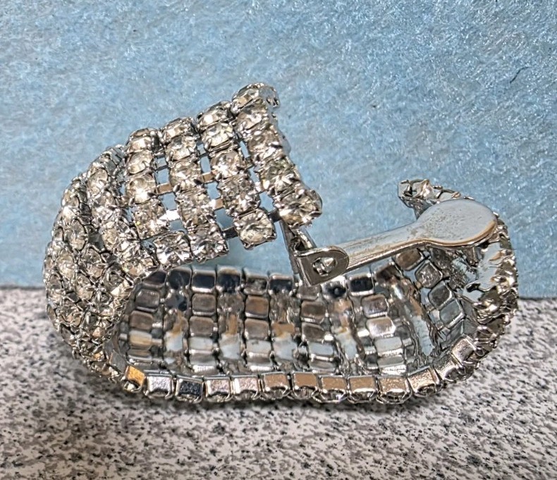 Shiny And Bright Crystal Bracelet With Matching Clip Hoops. #843