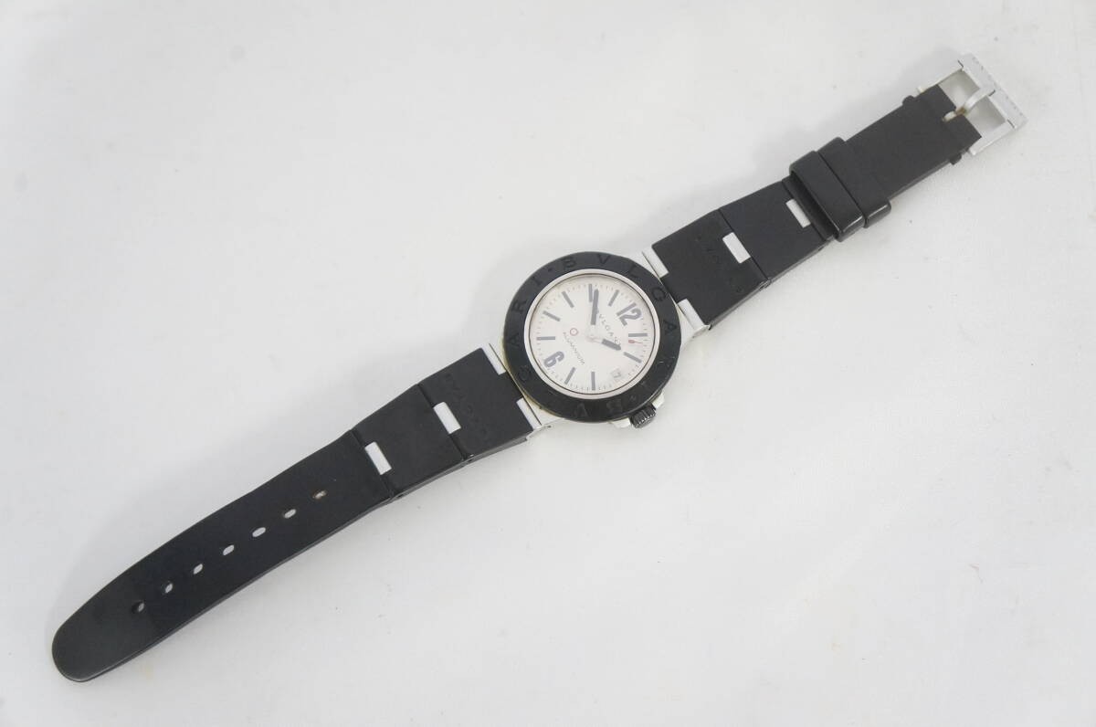 Authentic BVLGARI AL38A Mens Aluminum Wristwatch White dial Fast Shipping