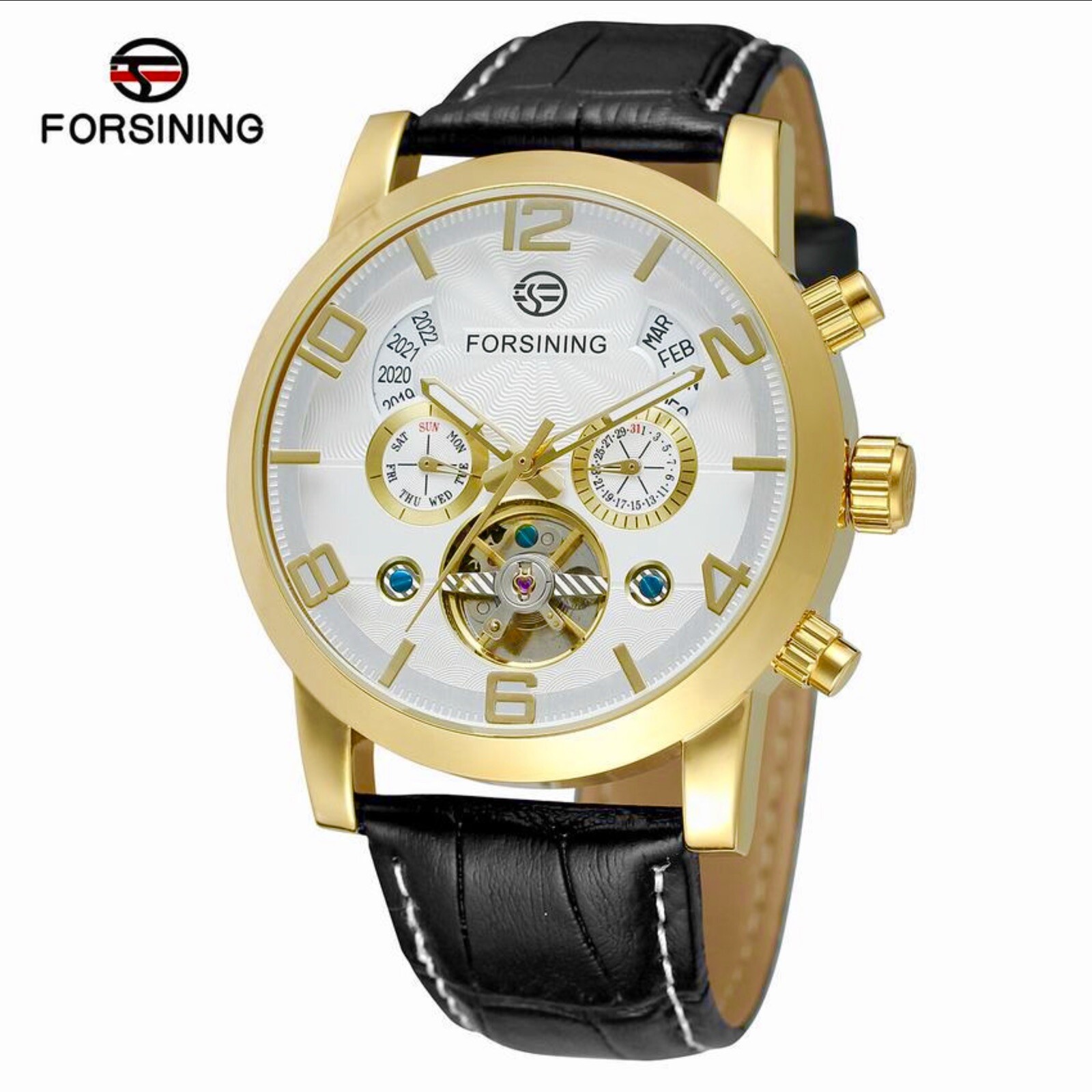 Big Tourbillion Self Winding Sport Watch. Day Month Date Waterproof Mens Watch