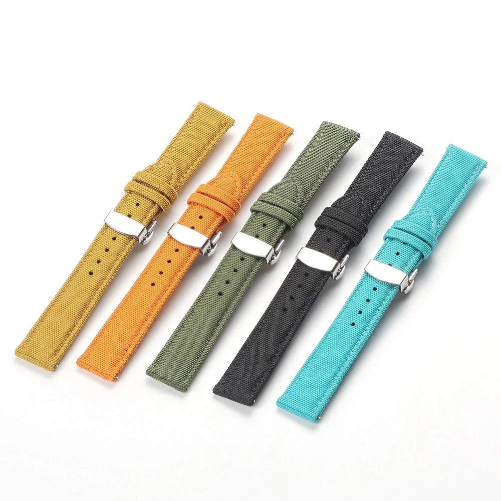 Quick Release Nylon Sailcloth Watch Strap 20mm 22mm Butterfly Buckle Band