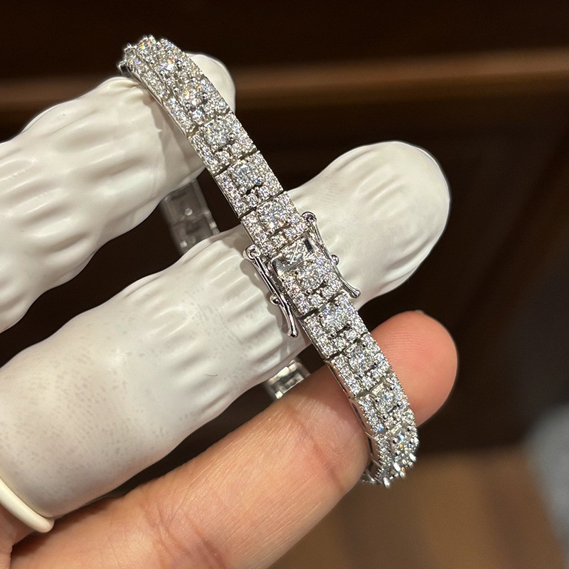 🔥REAL 3mm D/VVS1 Moissanite Tennis Chain Bracelet for Women 925 Sterling Silver