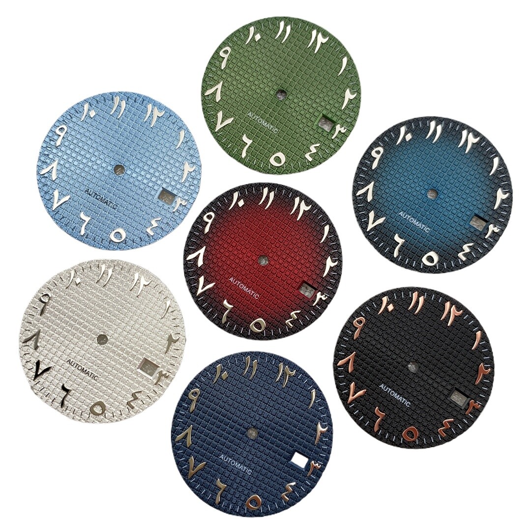 31.8mm Arabic Numerals Dial No Logo Silver/rose Studs for NH35/36 Movement