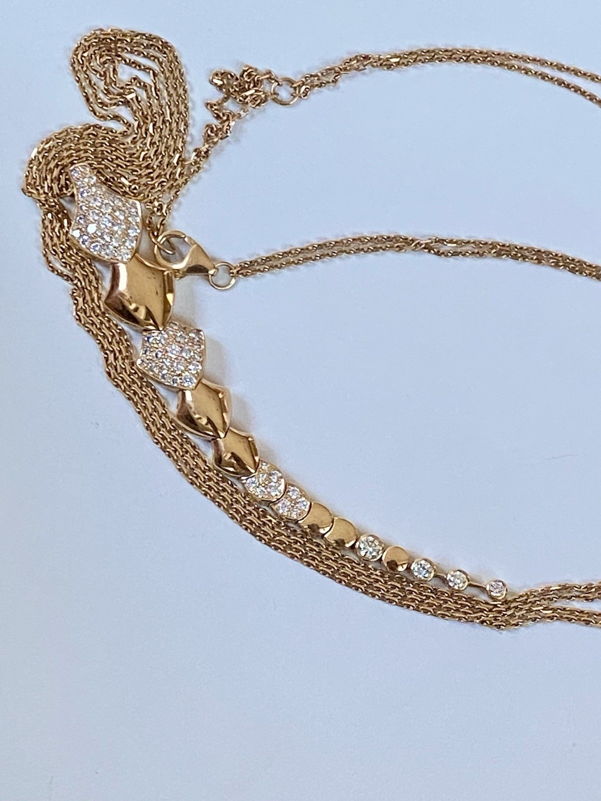 AKILLIS France 18K Rose Gold Diamond Python Necklace Extravagant $10K+ 4”