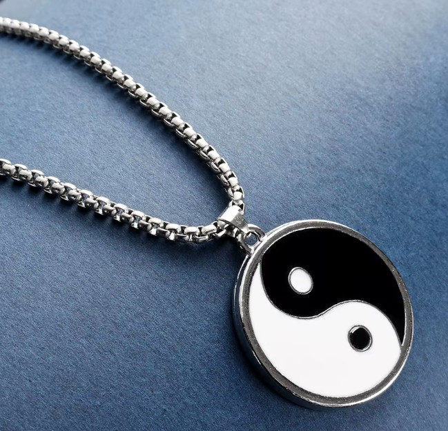 Mens Stainless Steel Protection Amulet Ying Yin Yang Pendant Necklace Men