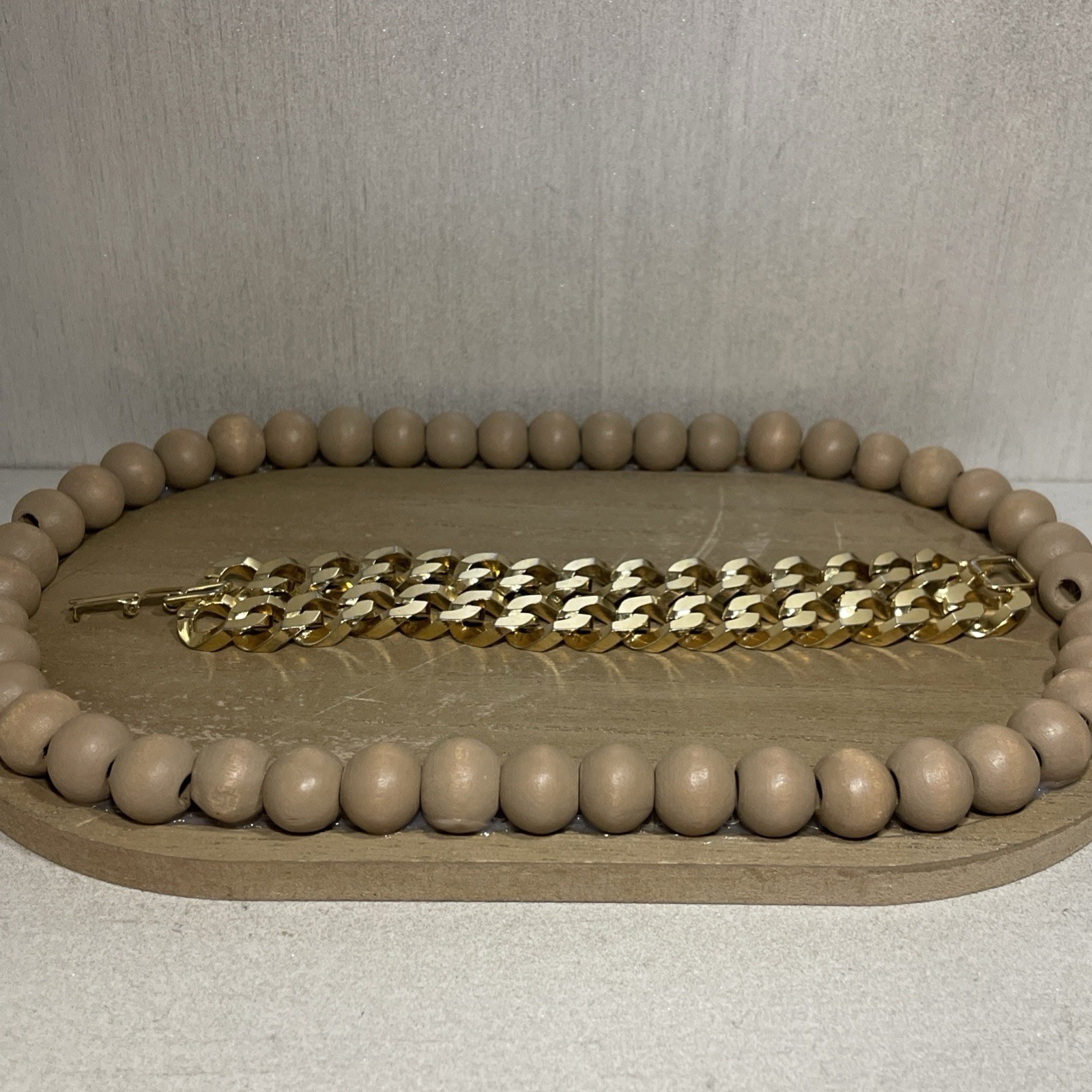 Gold-Colored Women’s Chain Bracelet Size 7.5 Inches & 75.05 Grams With Box Clasp