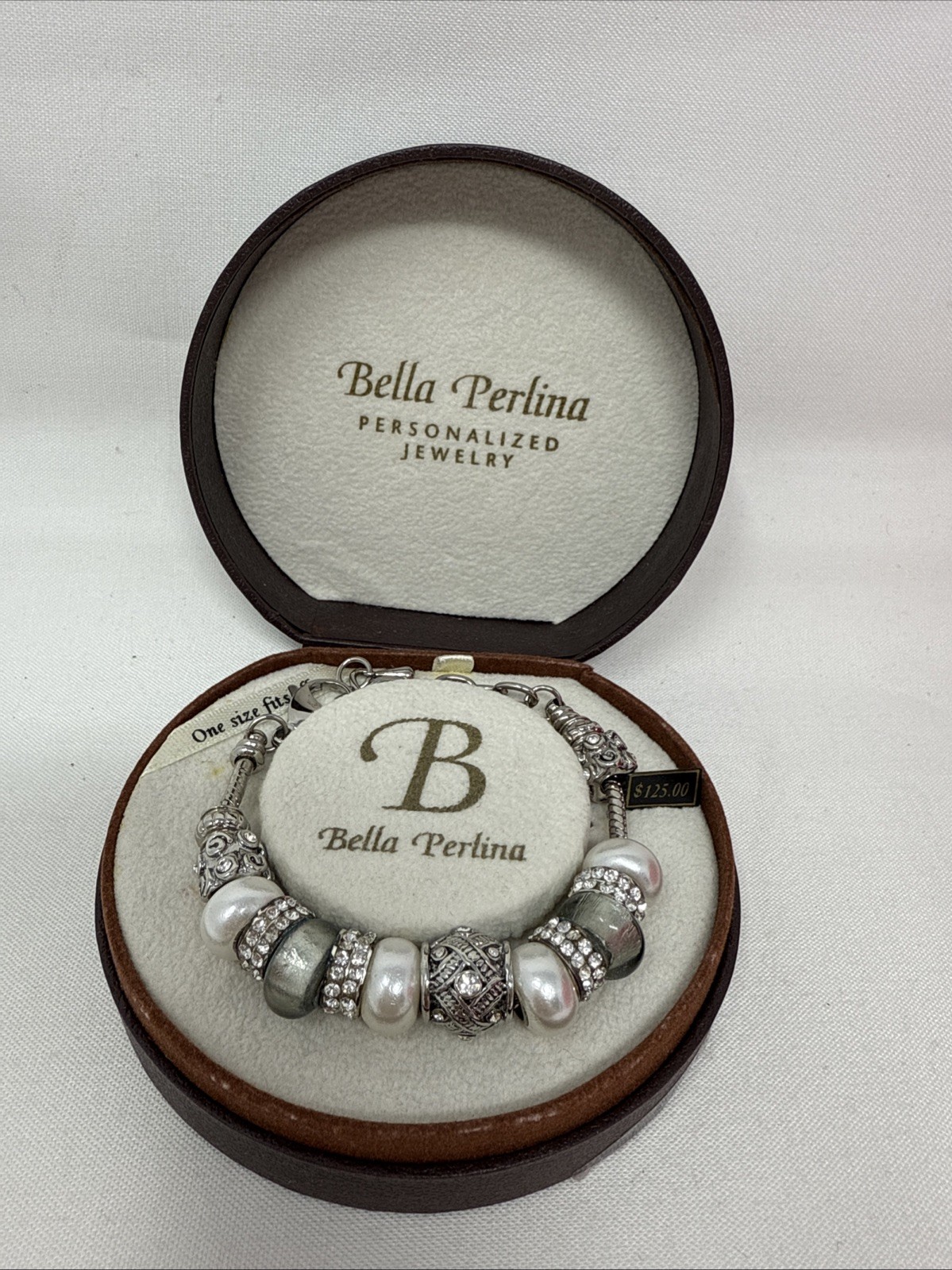 Bella Perlina Stone Charm Bracelet Beads With Crystals New In Box W8