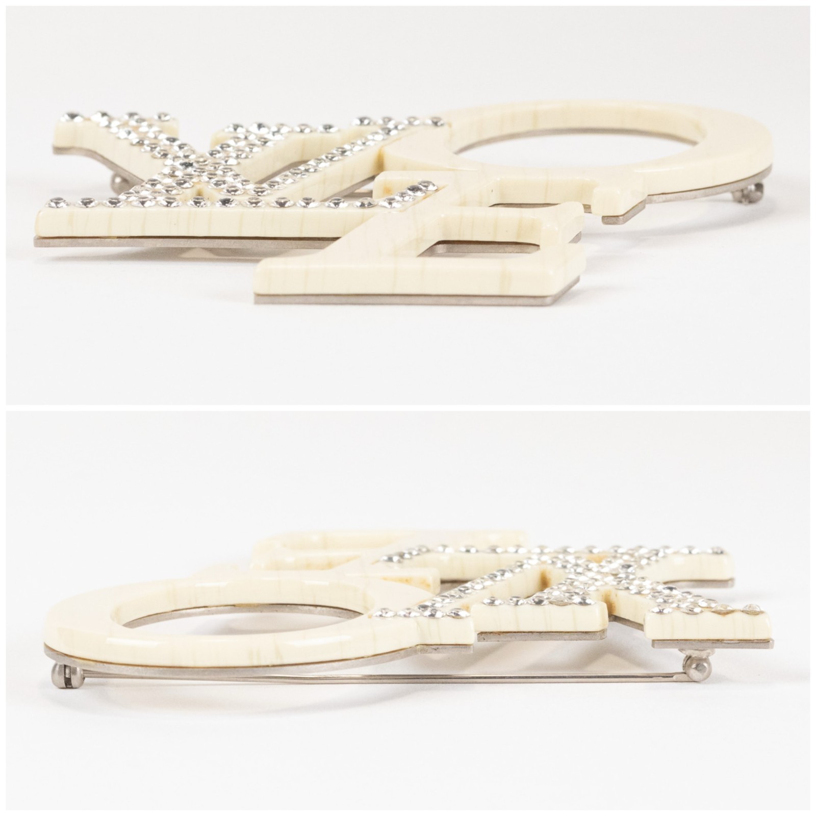 Louis Vuitton M65490 That’s Love Pin Brooch Resin Rhinestone Ivory Rare