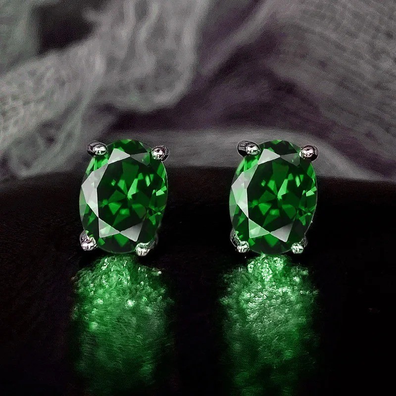 Huitan Simple Stud Earrings with Oval CZ for Lady Daily Wear Ear Accessories