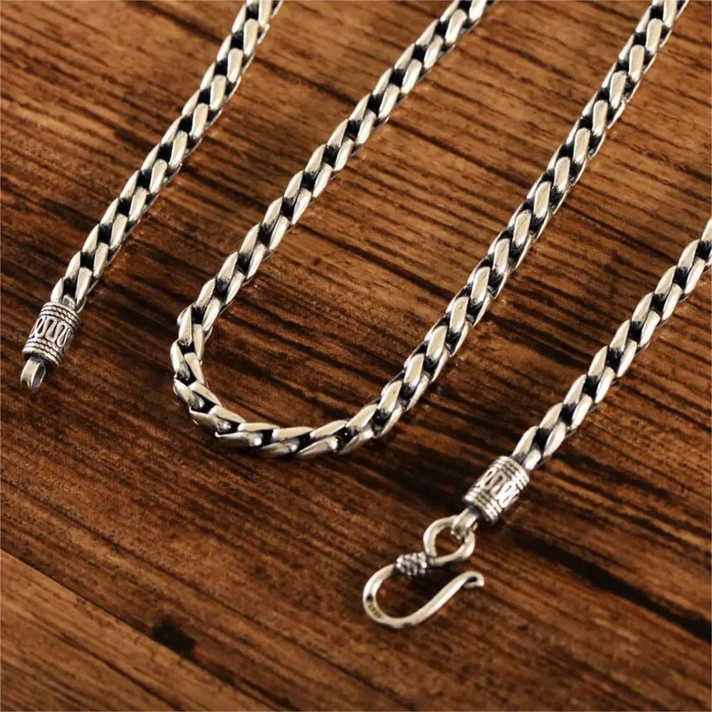 Solid S925 Sterling Silver Chain 4mm Rope Wheat Link Necklace 60-61g 23.6inch