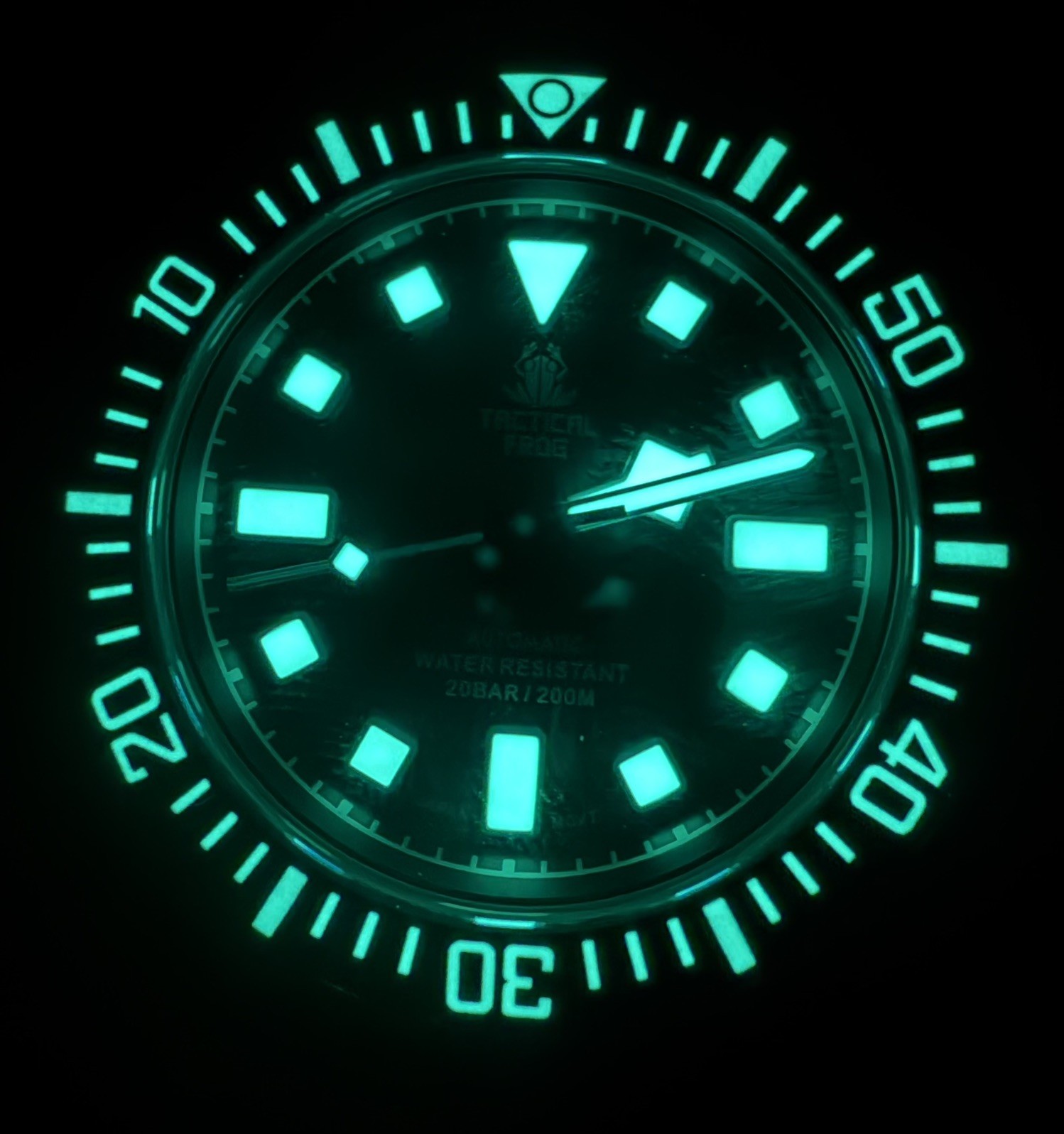 Tactical Frog Titanium NH35A Mechanical Watch Green Bezel Black Dial Fixed Lugs