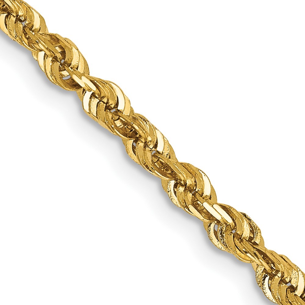 Real 14K Yellow Gold 2.75mm Ultra Diamond Cut Rope Chain; 24 inch; Lobster Clasp