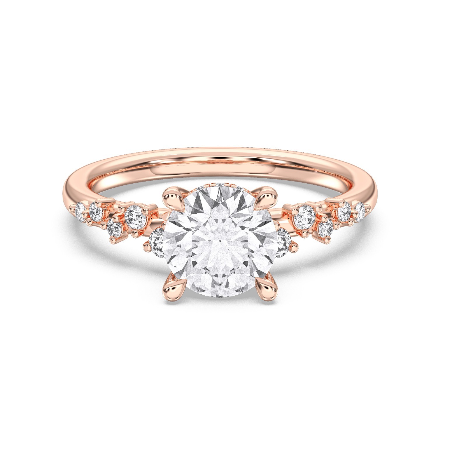 1.75 Ct Round Moissanite Stone Engagement Ring in Sterling Silver & Solid Gold