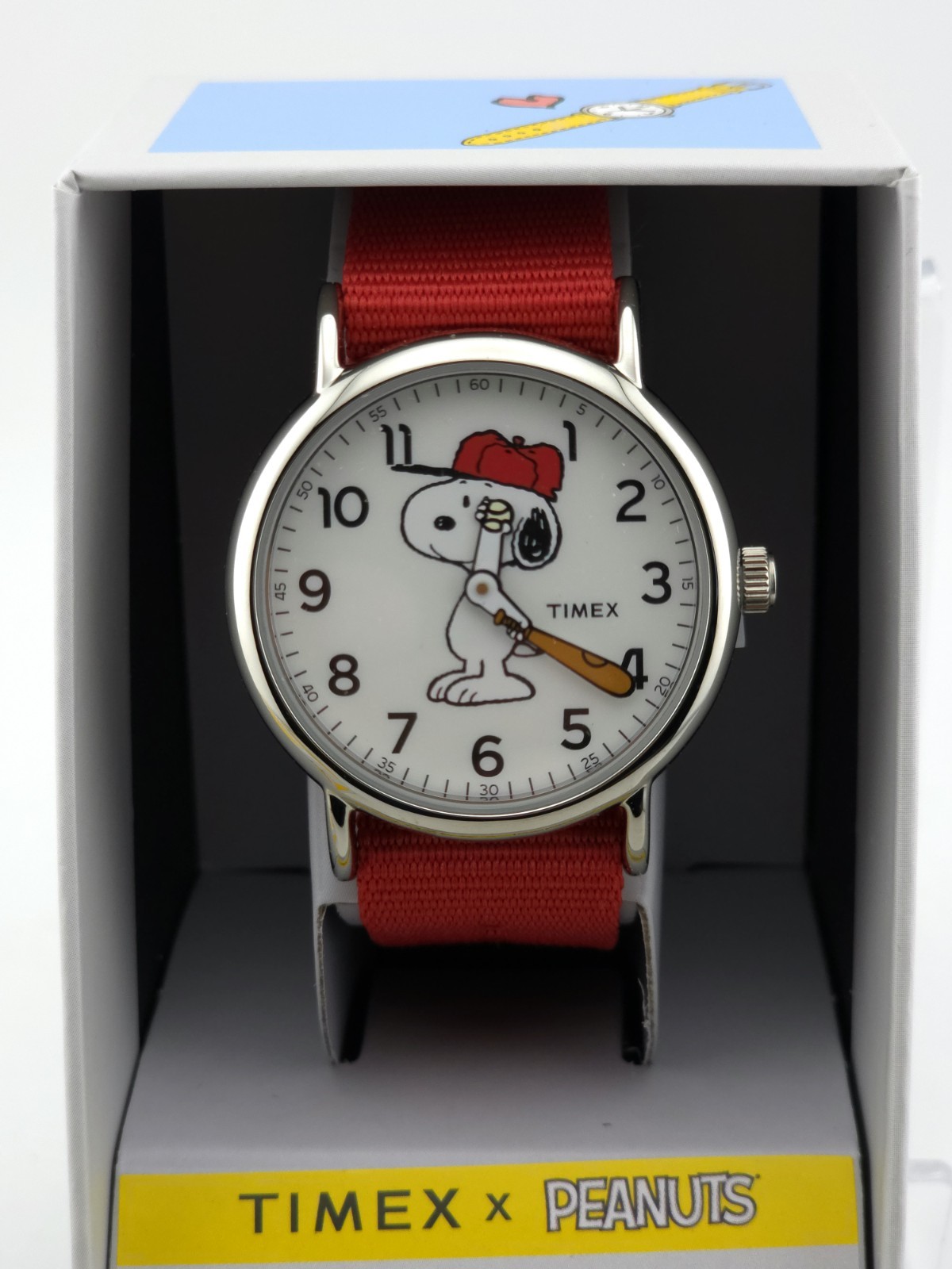 Timex Weekender 38mm Peanuts Snoopy Watch – Red Nylon Strap – TW2R41400JT