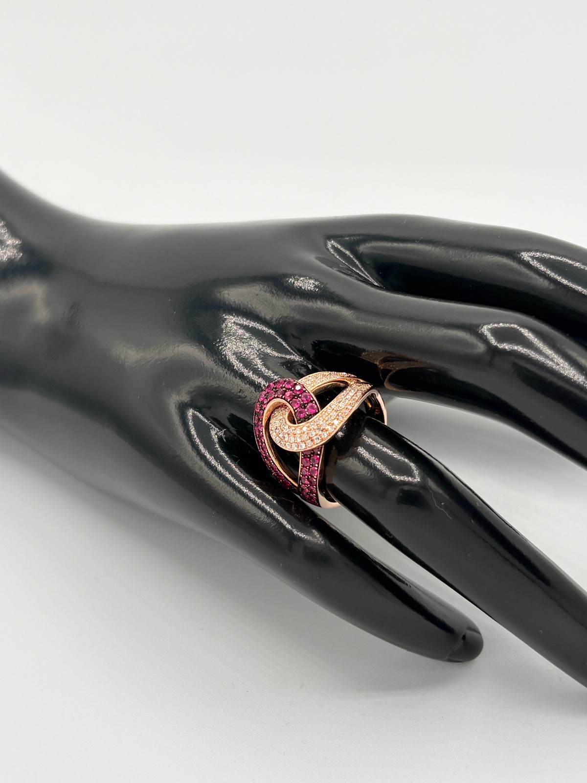 14k Rose Gold EFFY Natural Ruby & Diamond Ladies Amore Band Ring 5.6g Size 7.5