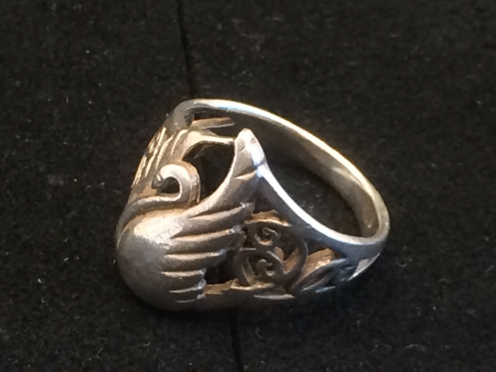 Cute Silver Swan Ring 925 Hallmarked Silver 4.6g 19mm Inner Breakthrough Colour