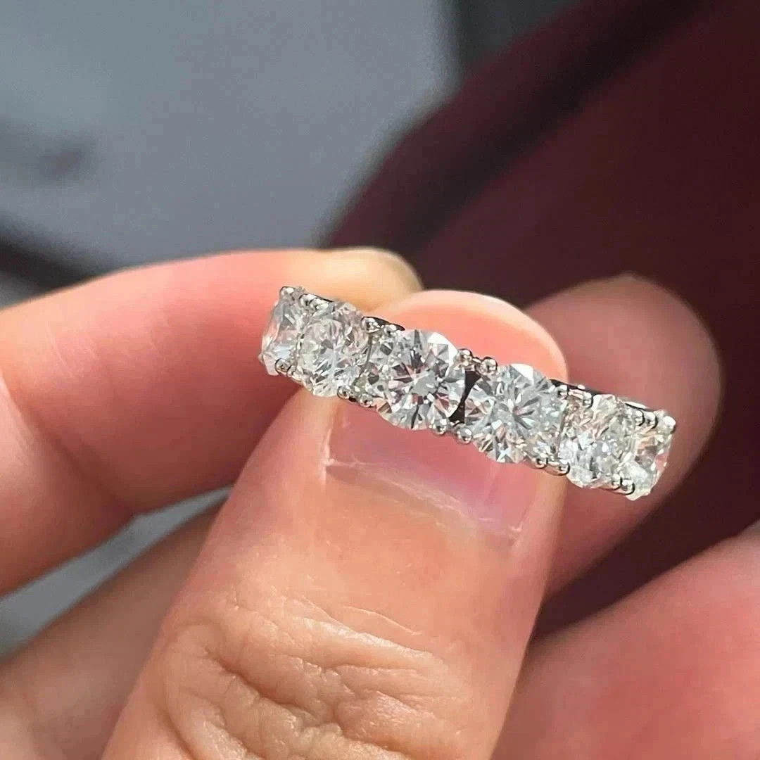 2.50 Cts Round Cut Natural Diamond Eternity Wedding Band 14K White Gold Size 7