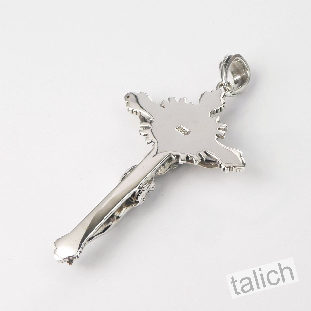 Solid 925 Sterling Silver Sacret Heart Jesus Crucifix Cross Pendant Men Unisex