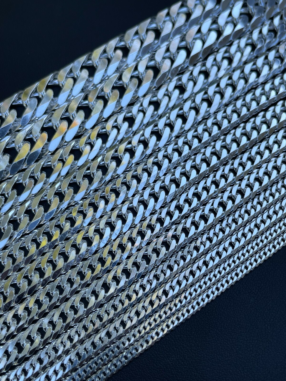 Solid 925 Sterling Silver Double Curb Cuban Chain Necklace / Bracelet TIGHT LINK