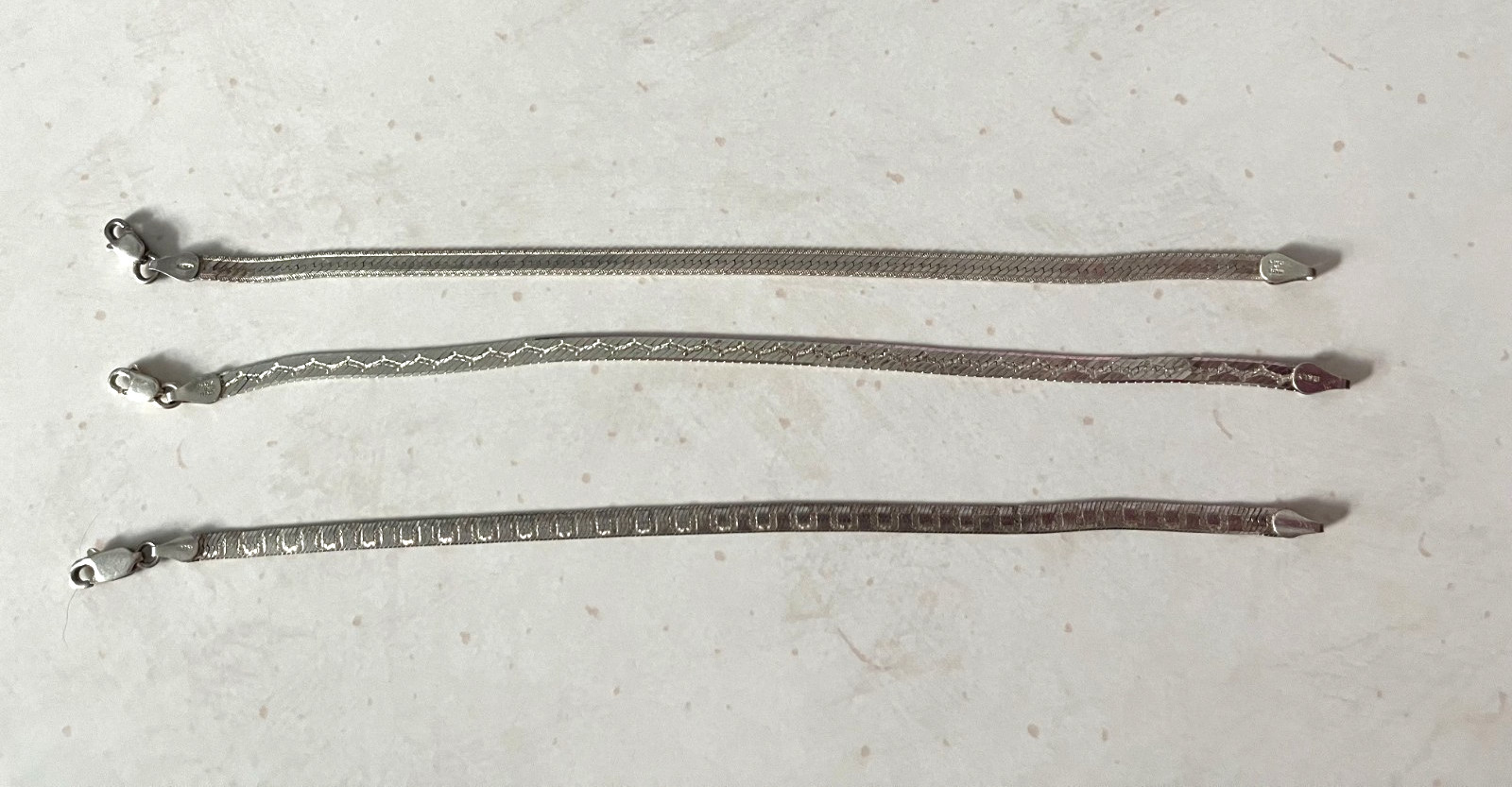.925 Italy Bracelets ~ 2 marked Milor ~ EACH ~ 7″ ~ aprox. 4mm ~ 4g ~ Vintage
