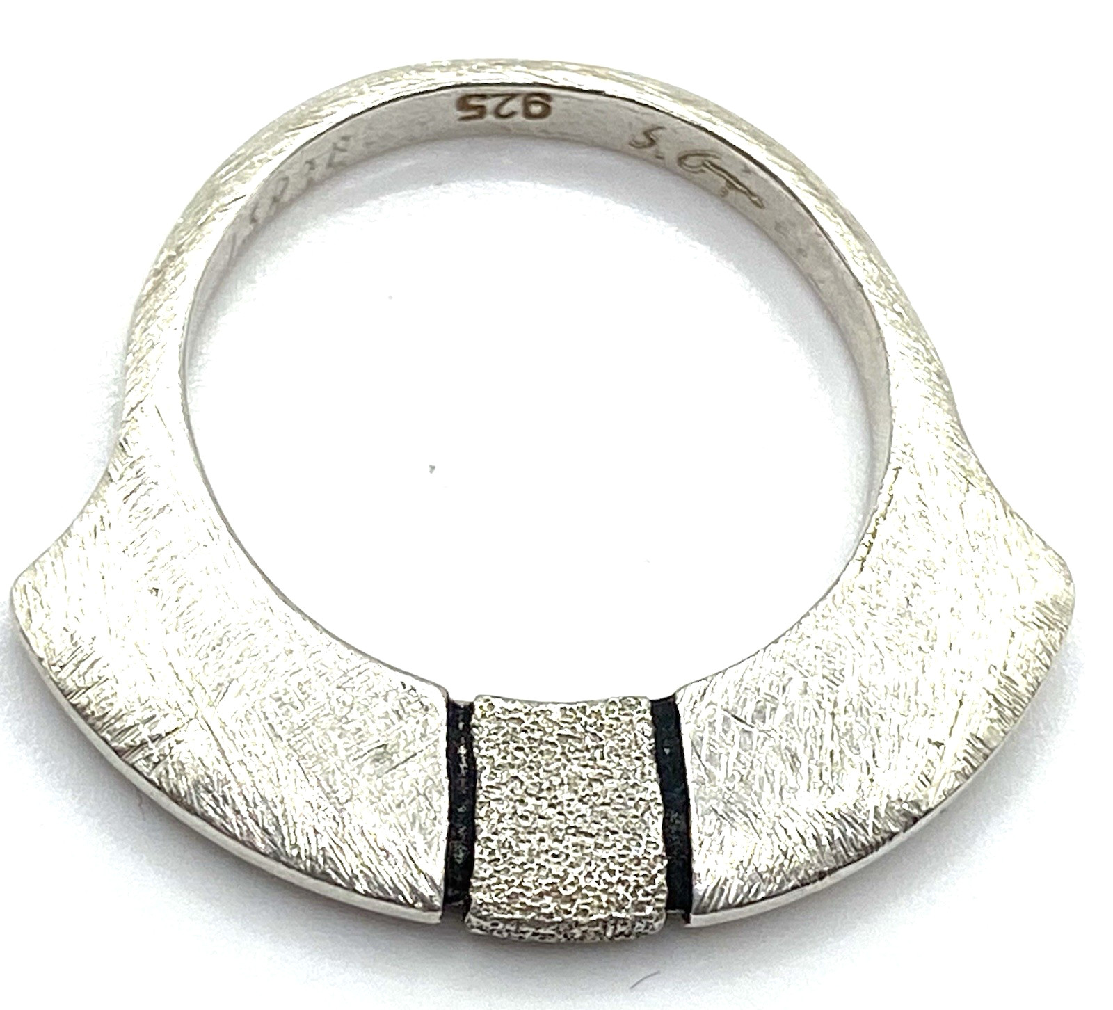 Israel Sterling Silver / 925 Textured Designer Ring Size 9 Signed