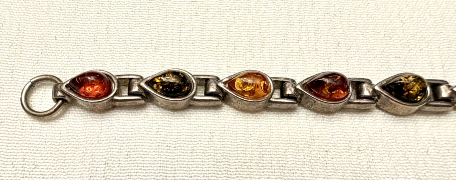 925 Sterling Silver Amber gemstones Bracelet shades of Amber Yellow Orange Brown