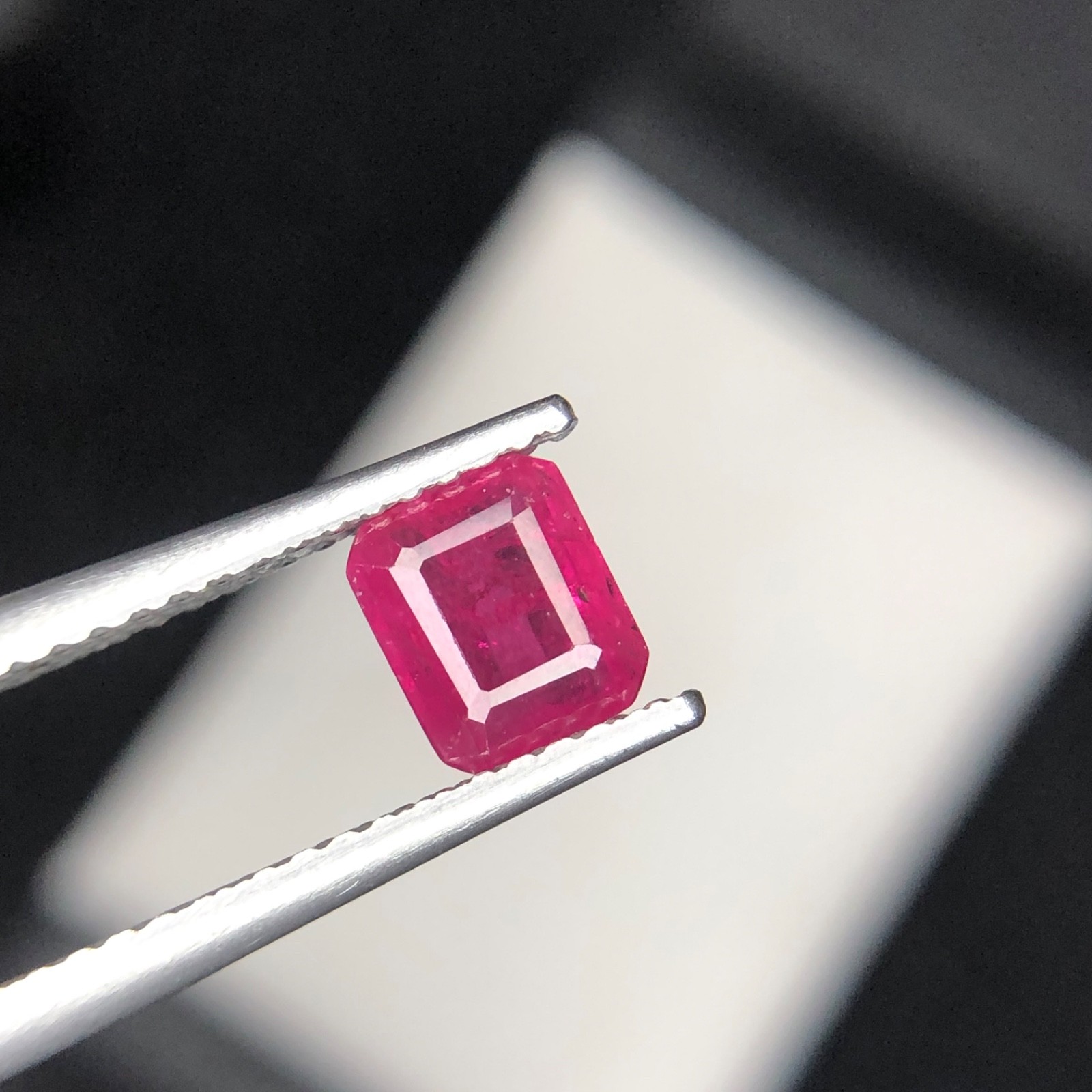 1.01 Ct Natural Ruby Certified Emerald Cut Purplish Red Corundum Loose Gemstone