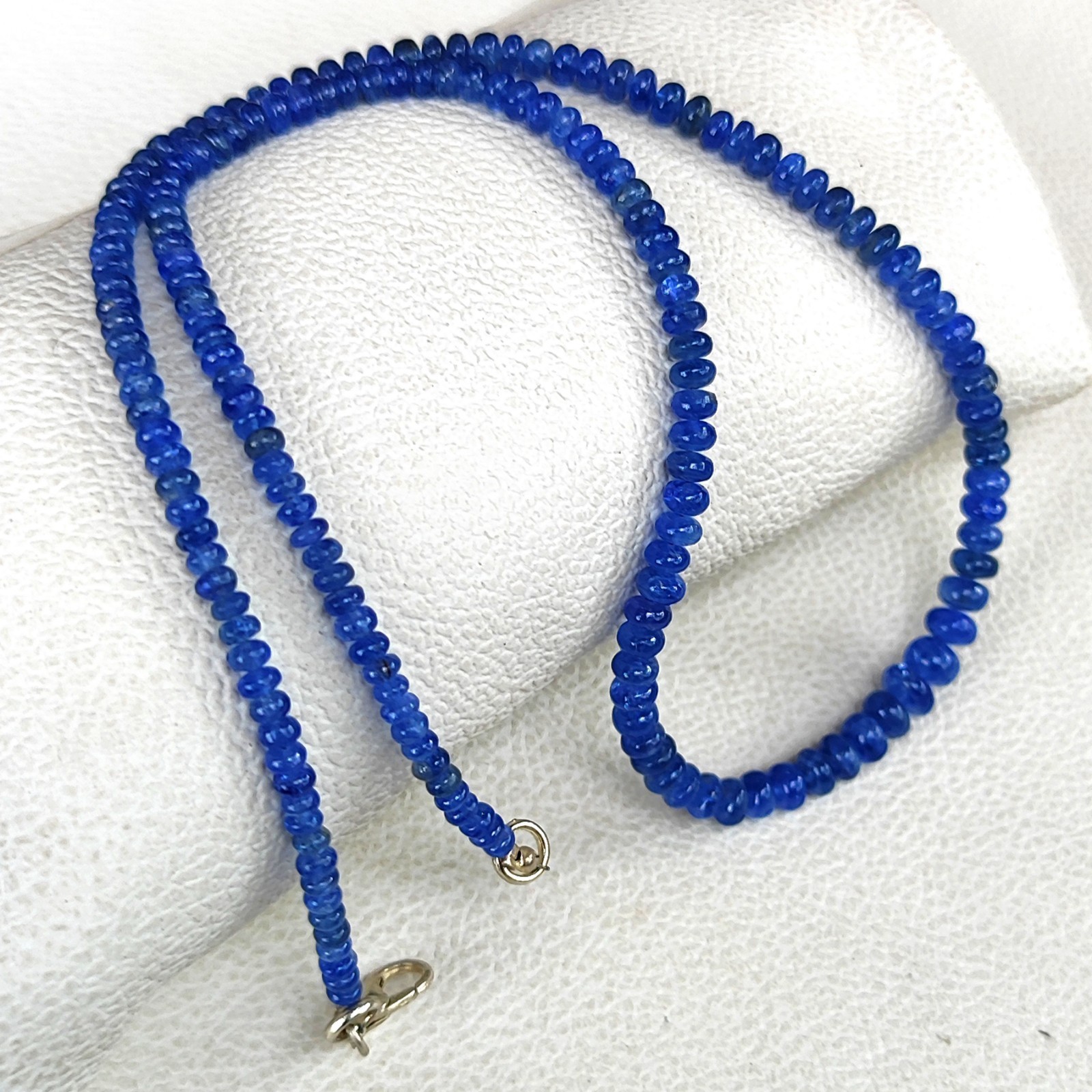 Natural Myanmar Sapphire 3-6.5mm Smooth Rondelle Beads 18″ Gemstone Necklace