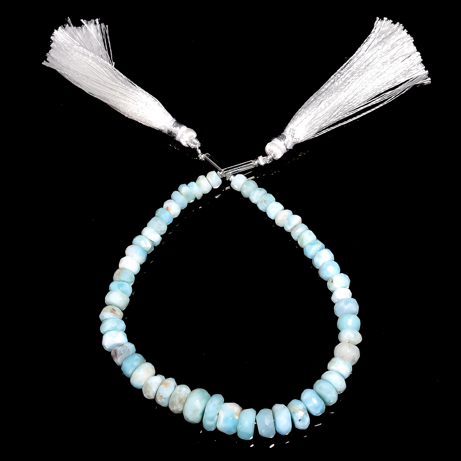 Natural Larimar Gemstone Rondelle Faceted Beads 3X3 10X10 mm Strand 9″ EUC-264