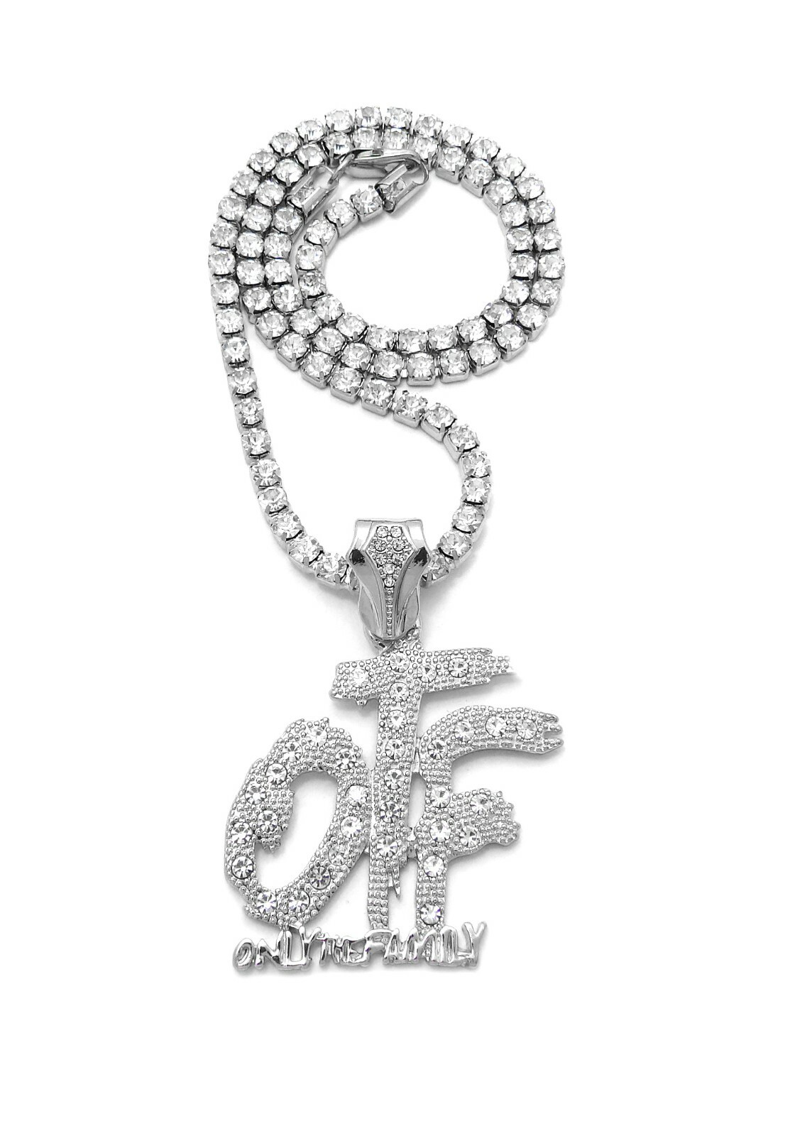 Only the Family OTF Pendant & Iced 16″ 18″ 20″ Rhinestone Chain Fashion Necklace