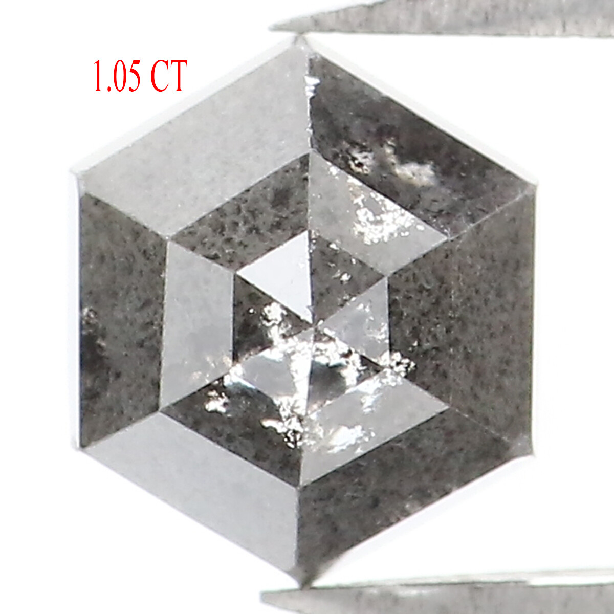 1.05 CT Natural Loose Hexagon Cut Diamond 6.40 MM Salt And Pepper Diamond KQ2406