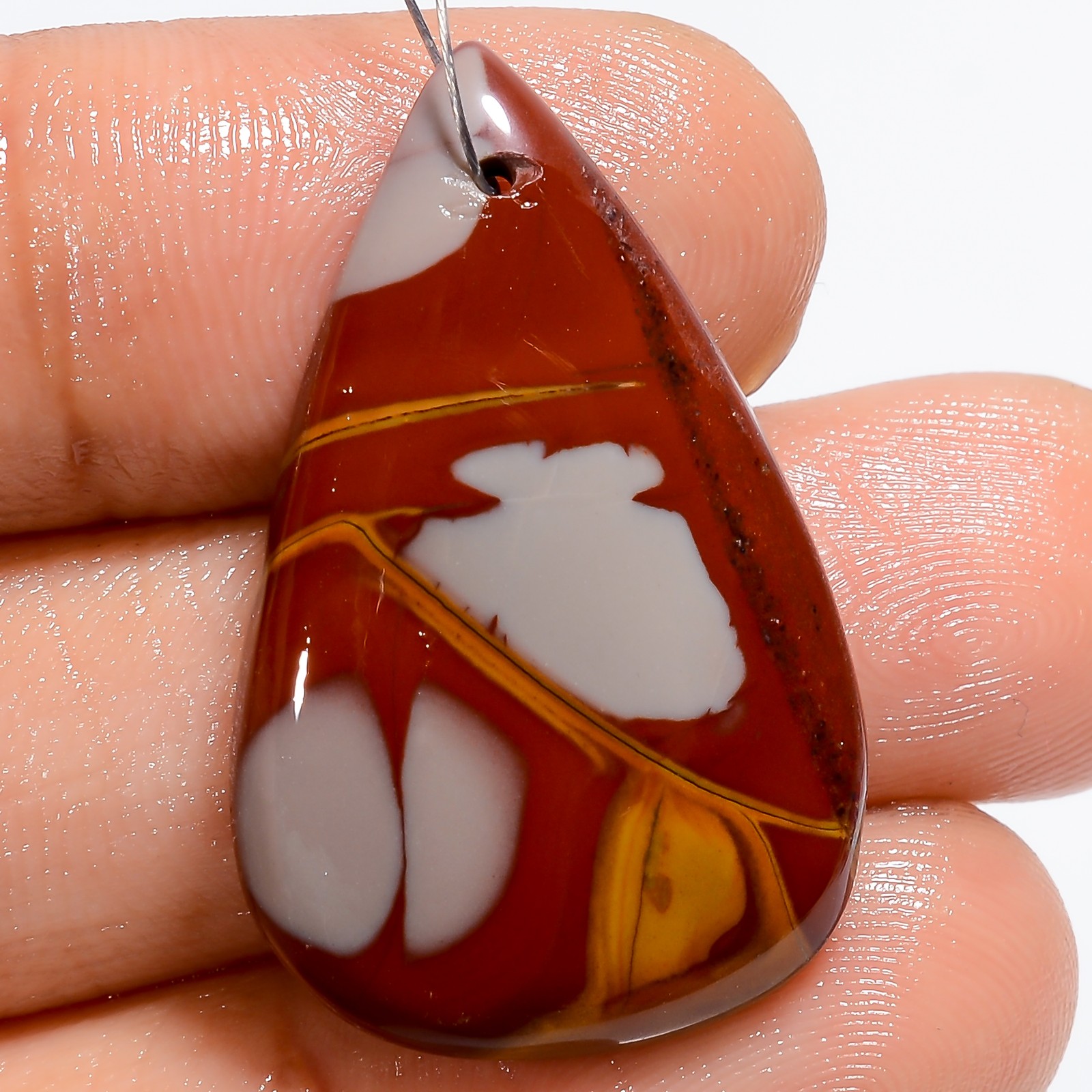 Natural Noreena Jasper Pear Cabochon Drilled Gemstone 21 Ct. 30X18X4 mm A-33804