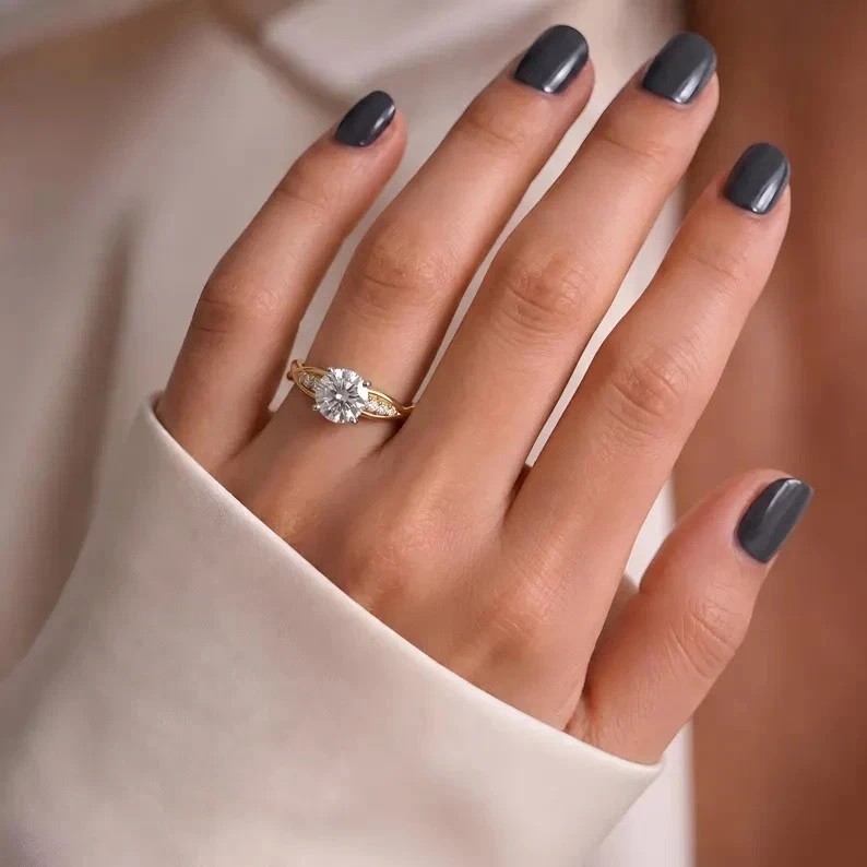 2.80CT Lab Grown Round Diamond Wedding Ring 14K Yellow Gold Valentine Gift