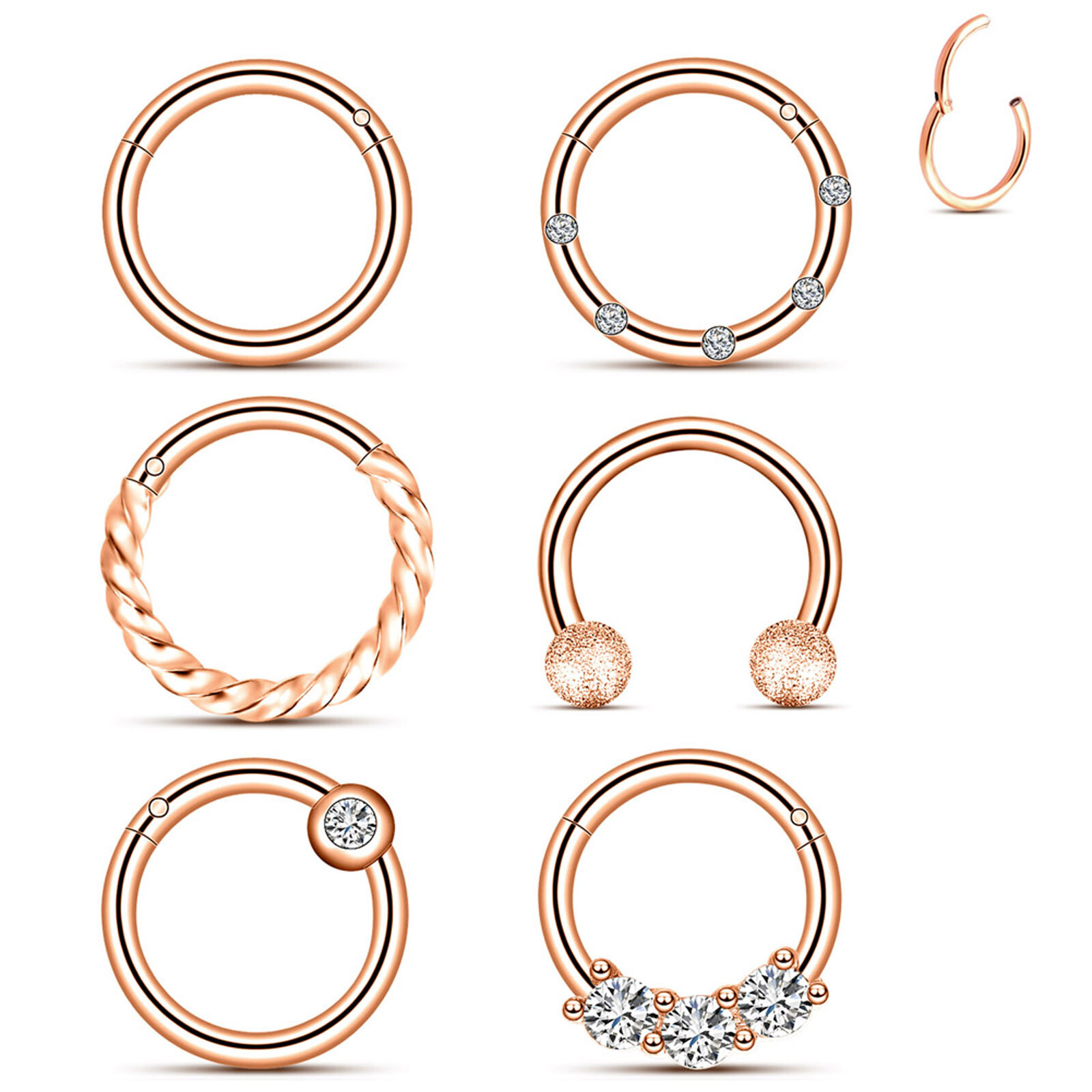 1-12PCS Hinged Septum Clicker Hoop Cartilage Ring Earrings Piercing Jewelry 16G