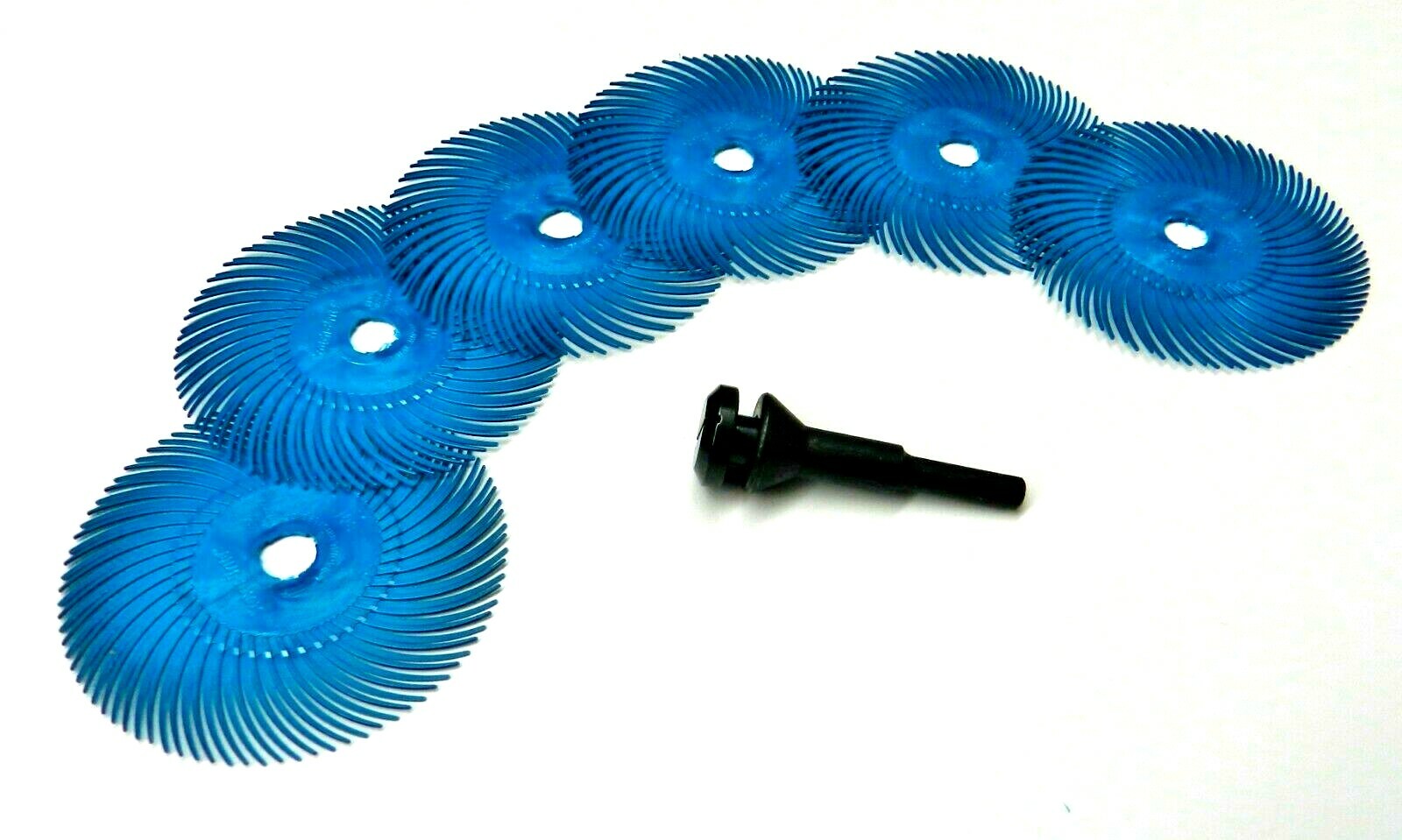 3m Radial Bristle Disc 3″ 400 Grit Blue with 1/4″ Mandrel 6 Brushes & Arbor Set