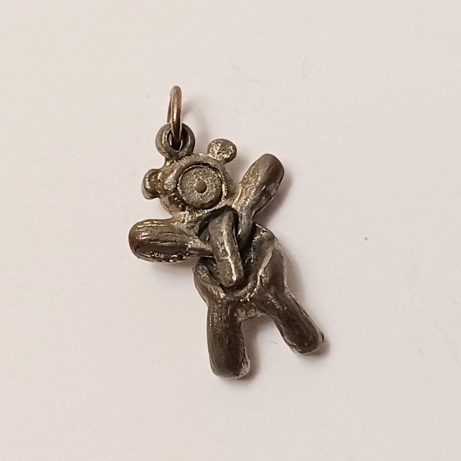 Tiny Pewter Articulated Teddy Bear Earrings & Pendant No Chain