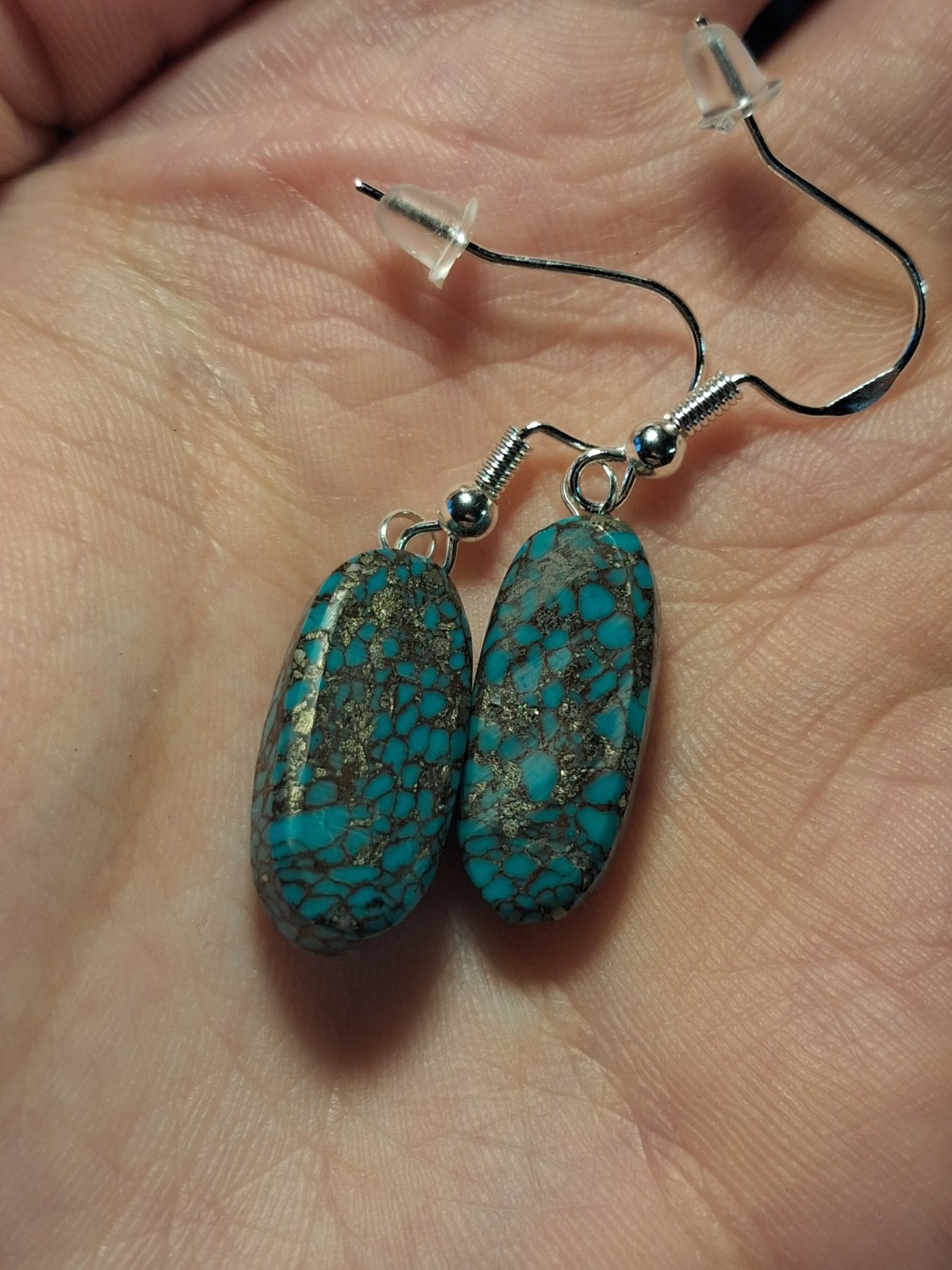Beautiful Bisbee Pyrite Block Earrings With Silver Plated Sugical SS Hook