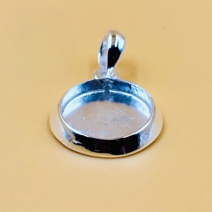 925 Sterling Silver 4mm Round Bezel Blank Pendant Setting DIY Jewelry Making