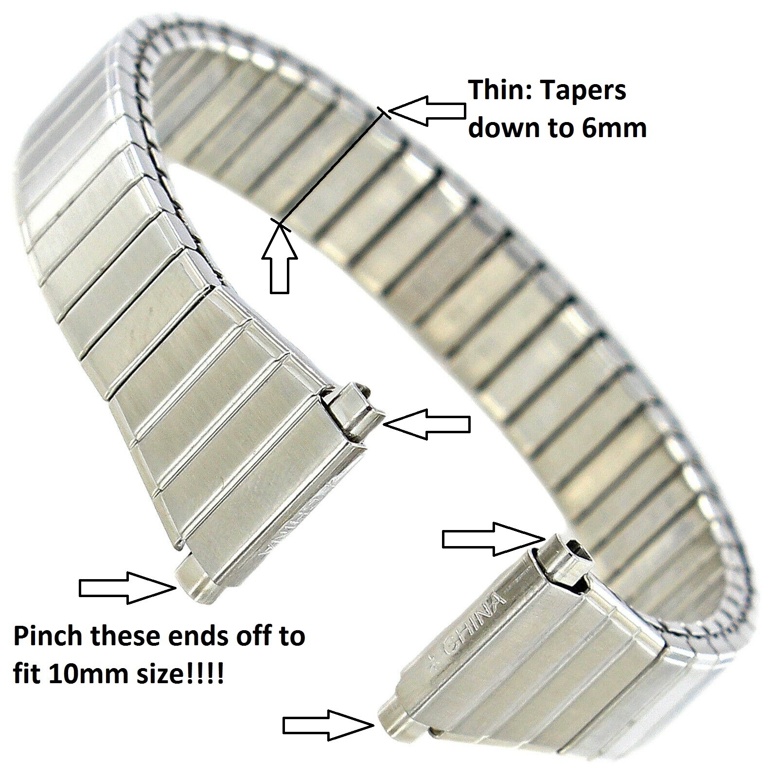 Timex Women’s Q7B754 Stainless Steel Expansion 11-14mm Watchband with Extras
