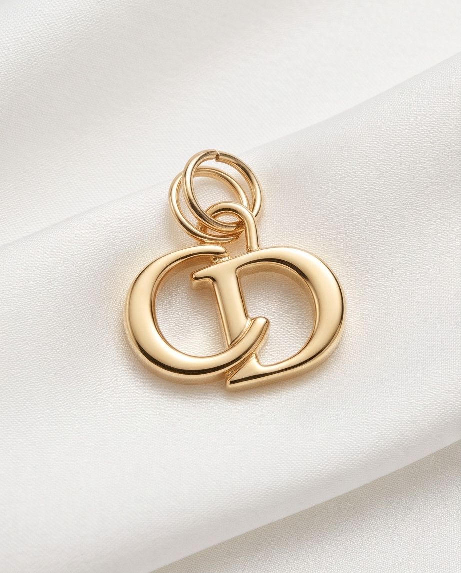 CHRISTIAN DIOR PENDANT ZIPPER pull gold toned stamped 0.6 inch