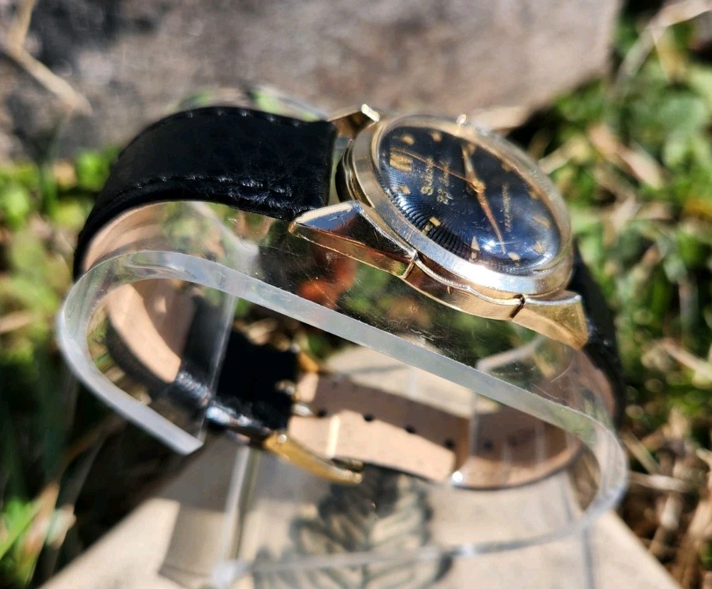 Vtg 1957 Bulova 23 Sunburst Men’s 31mm Watch 10BPAC Automatic Black Dial RGP!!!