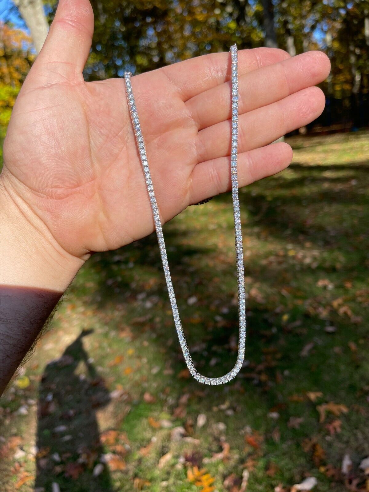 Hot Fashion 3-6.5mm VVS MOISSANITE 925 Silver Tennis Chain Necklace Pass Tester