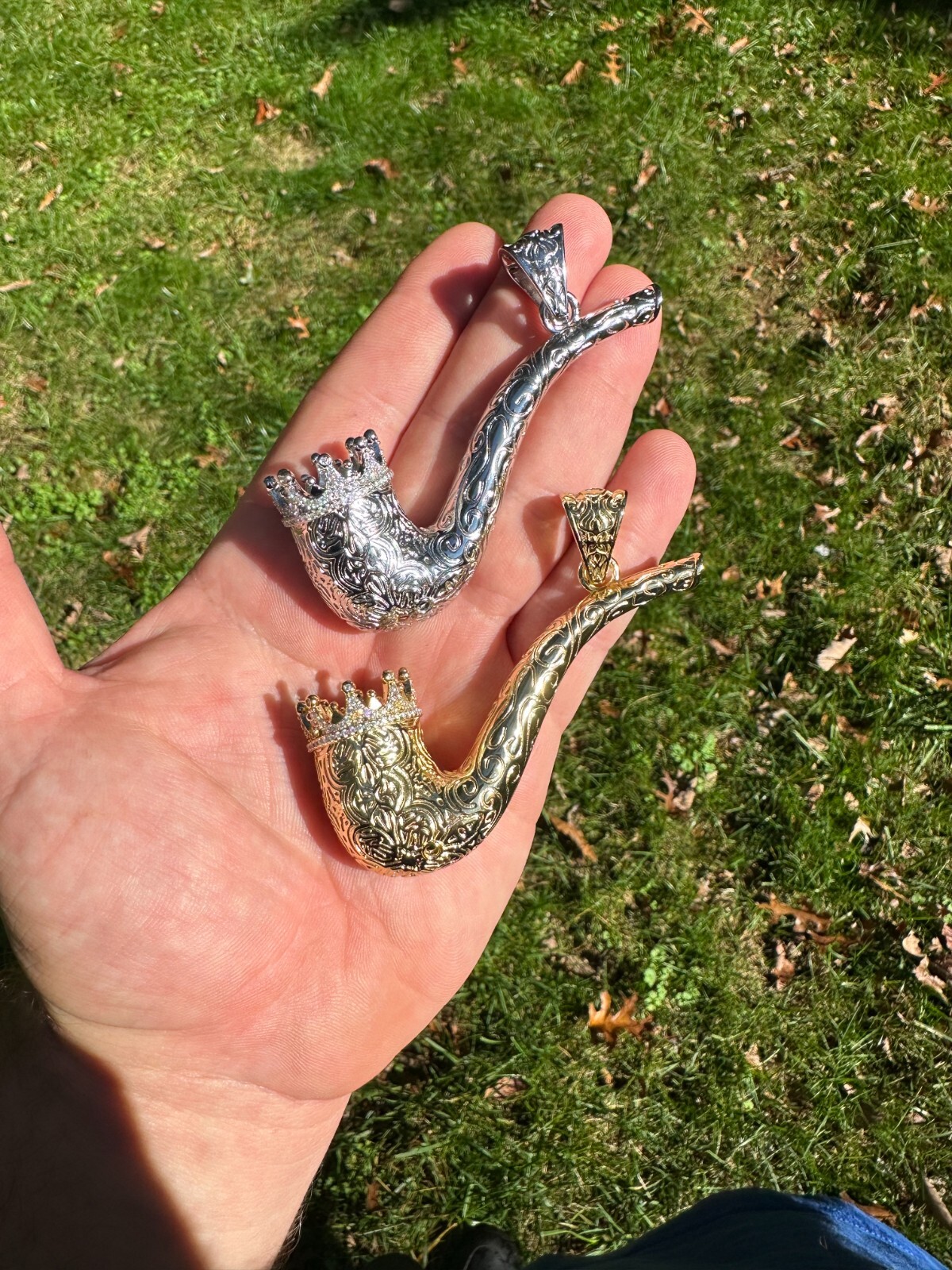 Fully Functional Tobacco Pipe Pendant MOISSANITE Real 925 Silver Iced Hip Hop