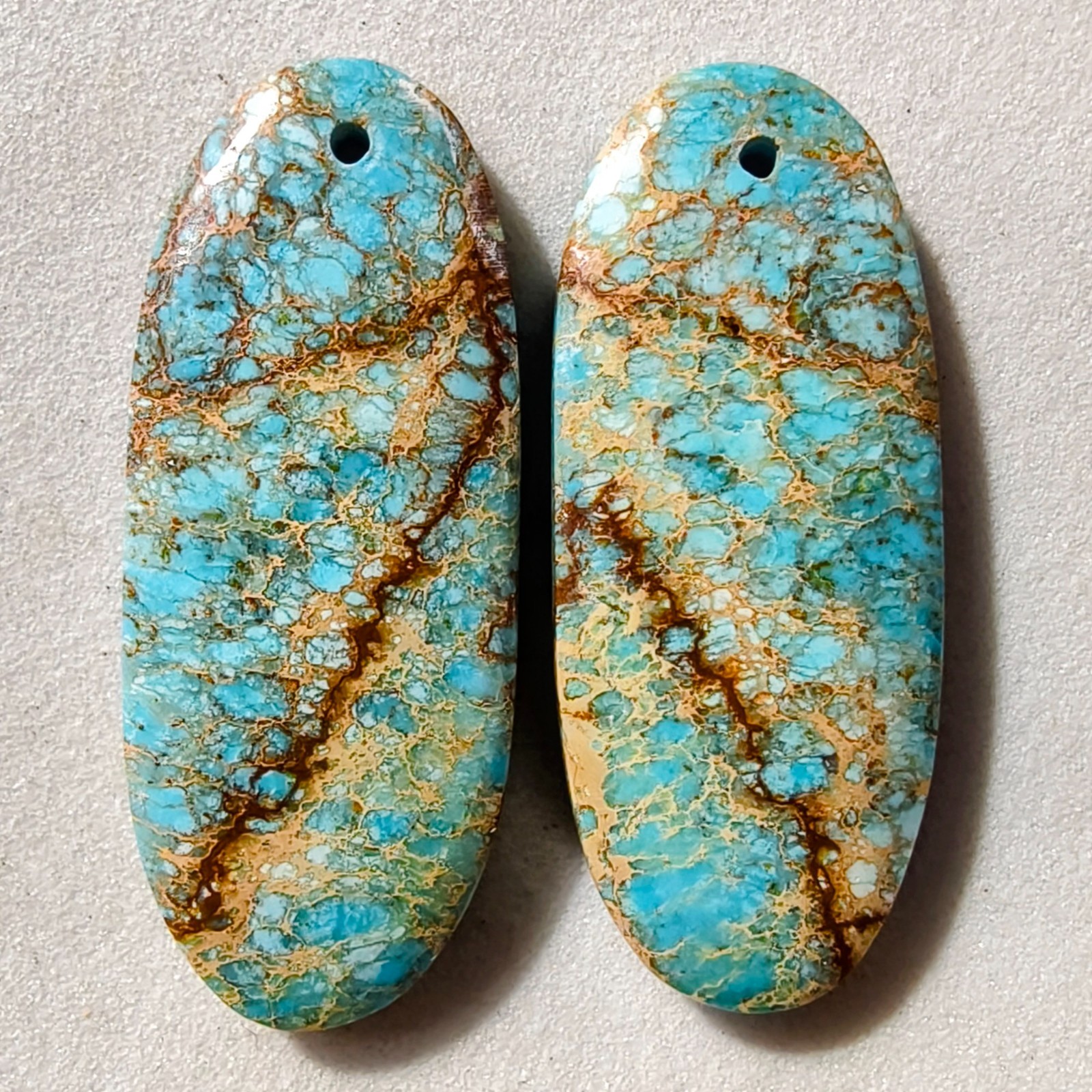 29 Cts Sea Sediment Jasper Drilled Match Pair Cabochon Gemstone 32.1 X 13.2 MM