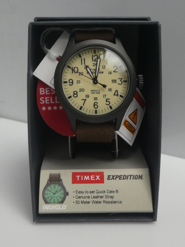 Lot of 2 Timex Men’s T49963 Expedition Scout 40mm Leather Strap Watch