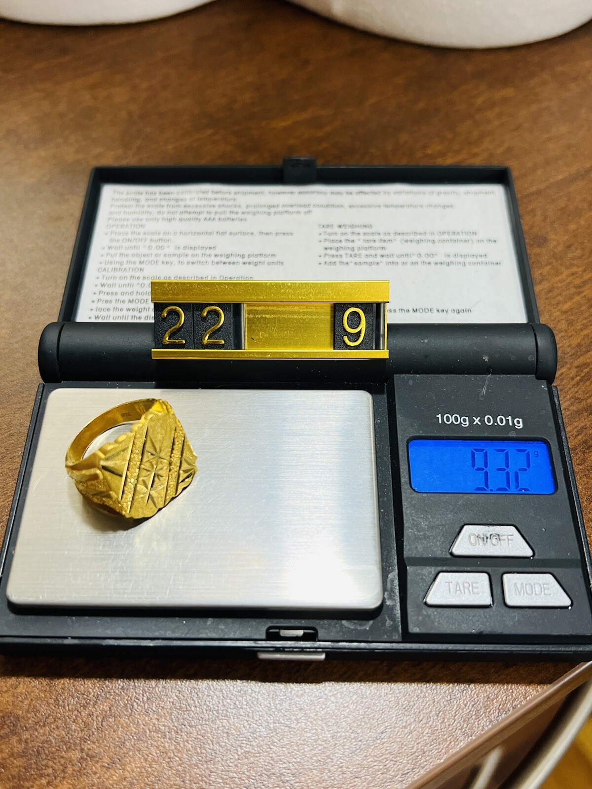 Solid 22C 22K 916 RING Gold Real Gold Mens Women’s 8.5”- 9” 16mm 9.32g