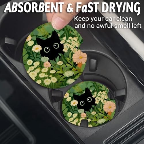 Car Coasters for Cup Holders，2.75″ Anti Slip Rubber Mat with A Finger Notch,