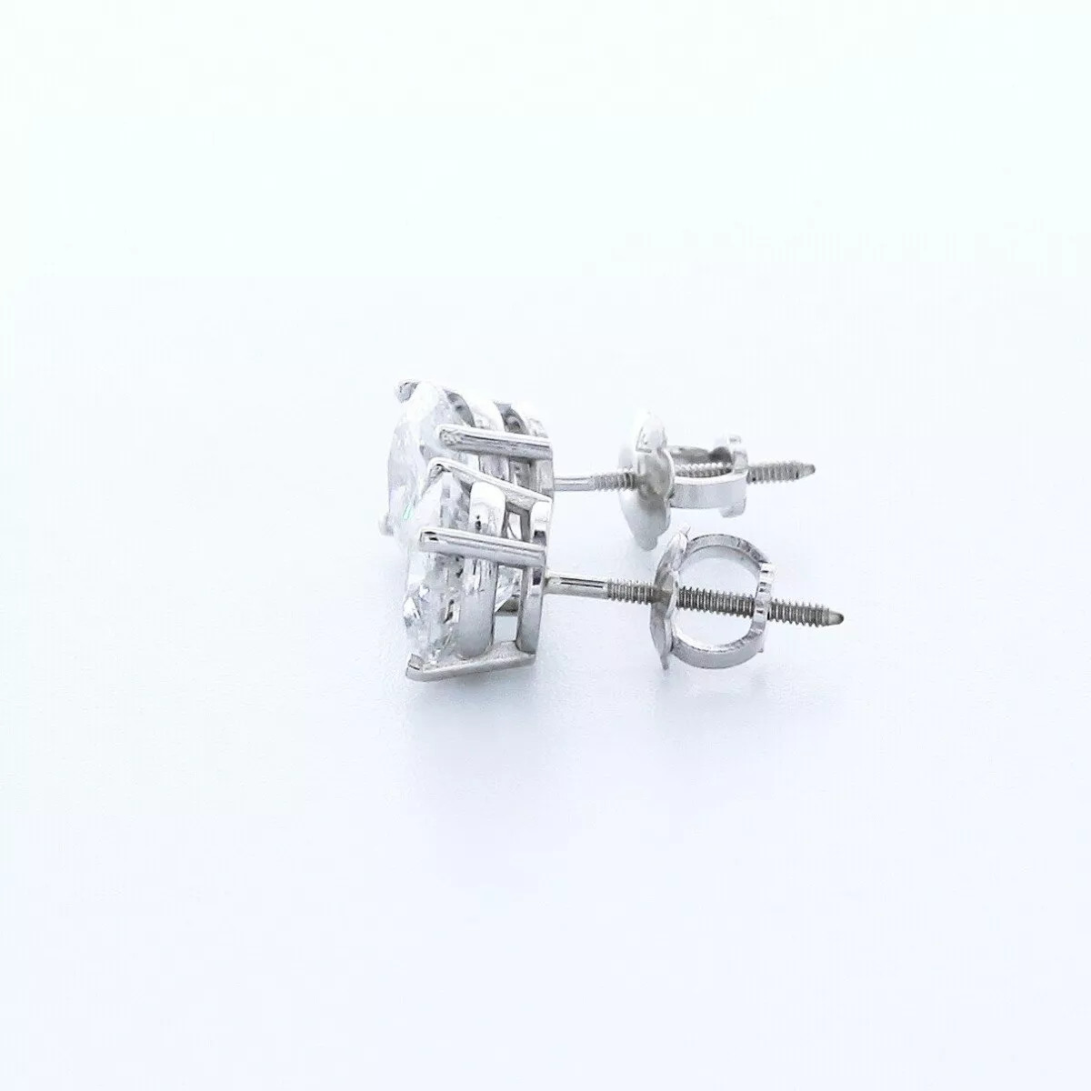 Classic Stud Earrings Solid 14K White Gold 1.88 CT Round Natural Diamond H SI2