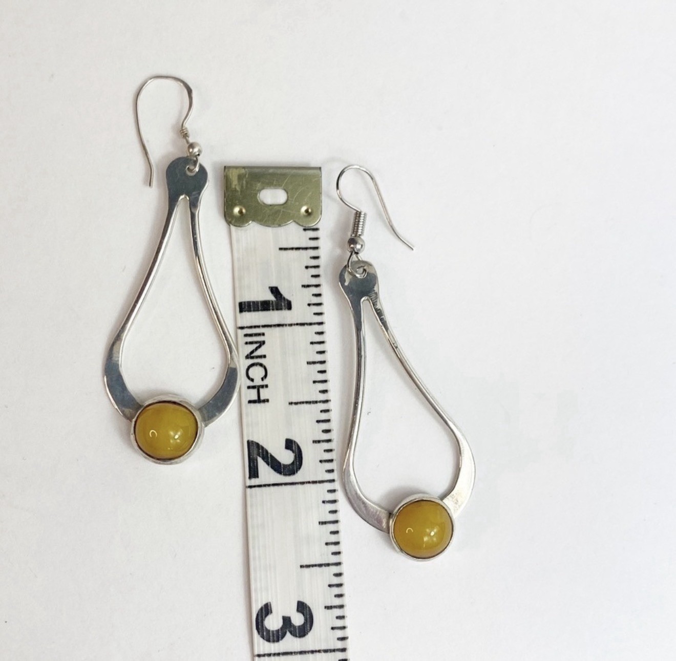 Baltic Egg Yolk Amber set in Sterling Silver Drop Earrings Tested